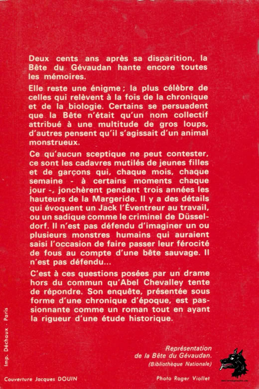 Livre Abel Chevalley - La Bête du Gévaudan