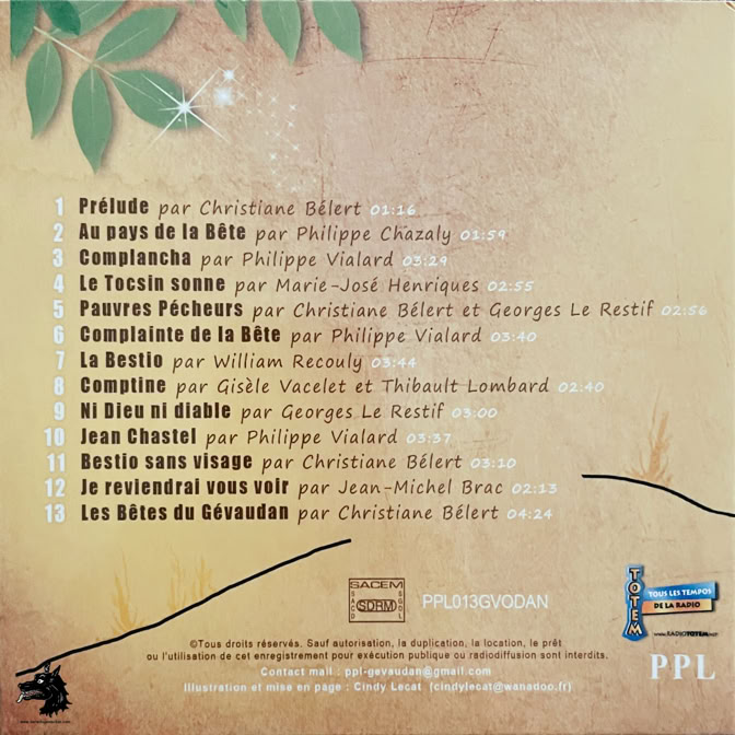 CD La Bête du Gévaudan en 13 chansons